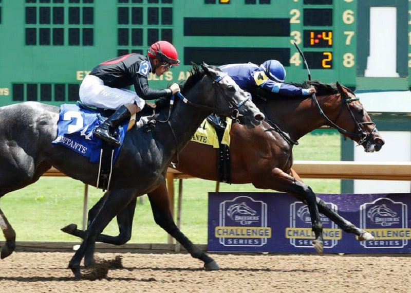 Brightwork (inside) holds off V V's Dream in the 2023 Debutante S. at Ellis Park - Coady photography